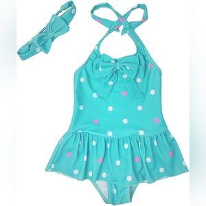 JASTORE Baby Girls Swimwear One Piece Swimsuits Beach Wear w matching Headband